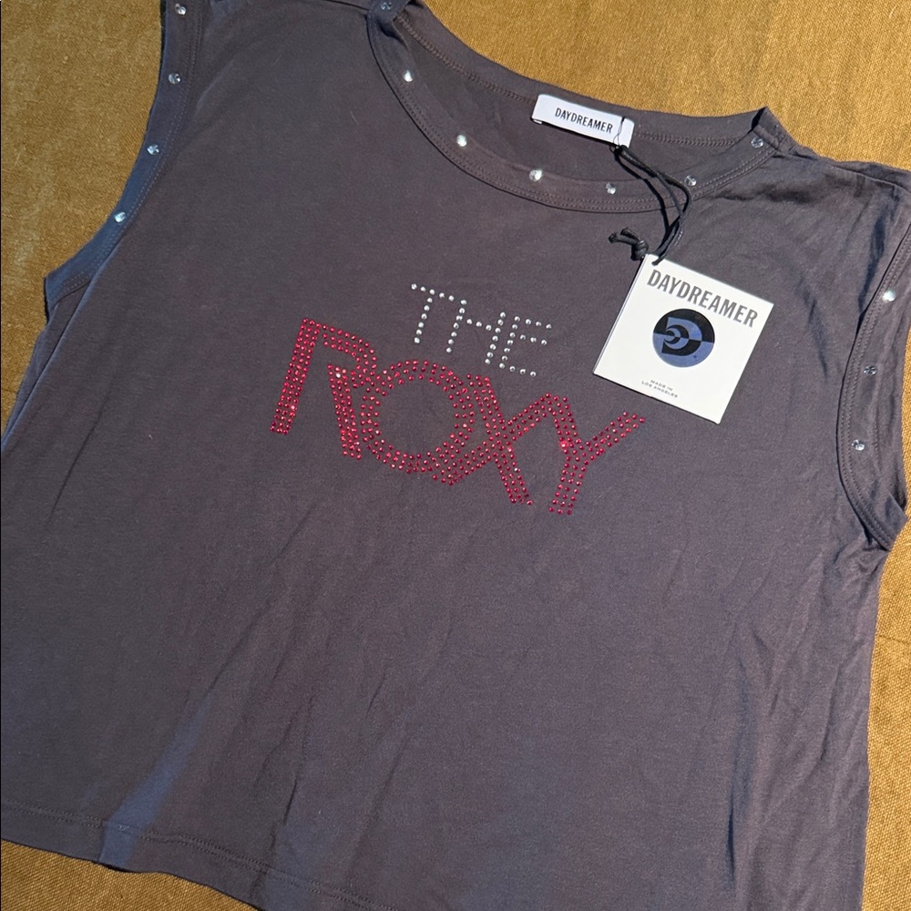 Daydreamer Charcoal Tank Top with Red & Silver Crystal 'THE ROXY'
